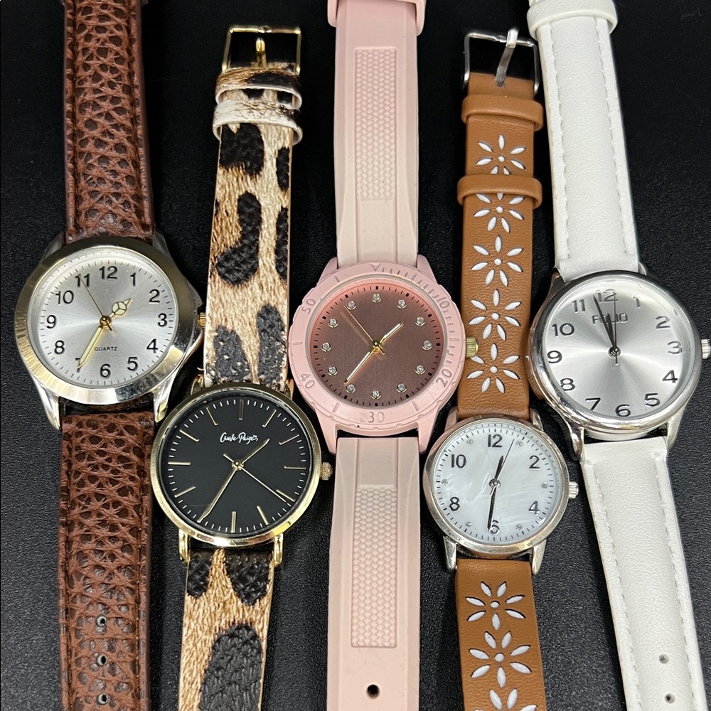 Assorted Women's Fashion Watches - Pink, Brown, White, Black, Leopard